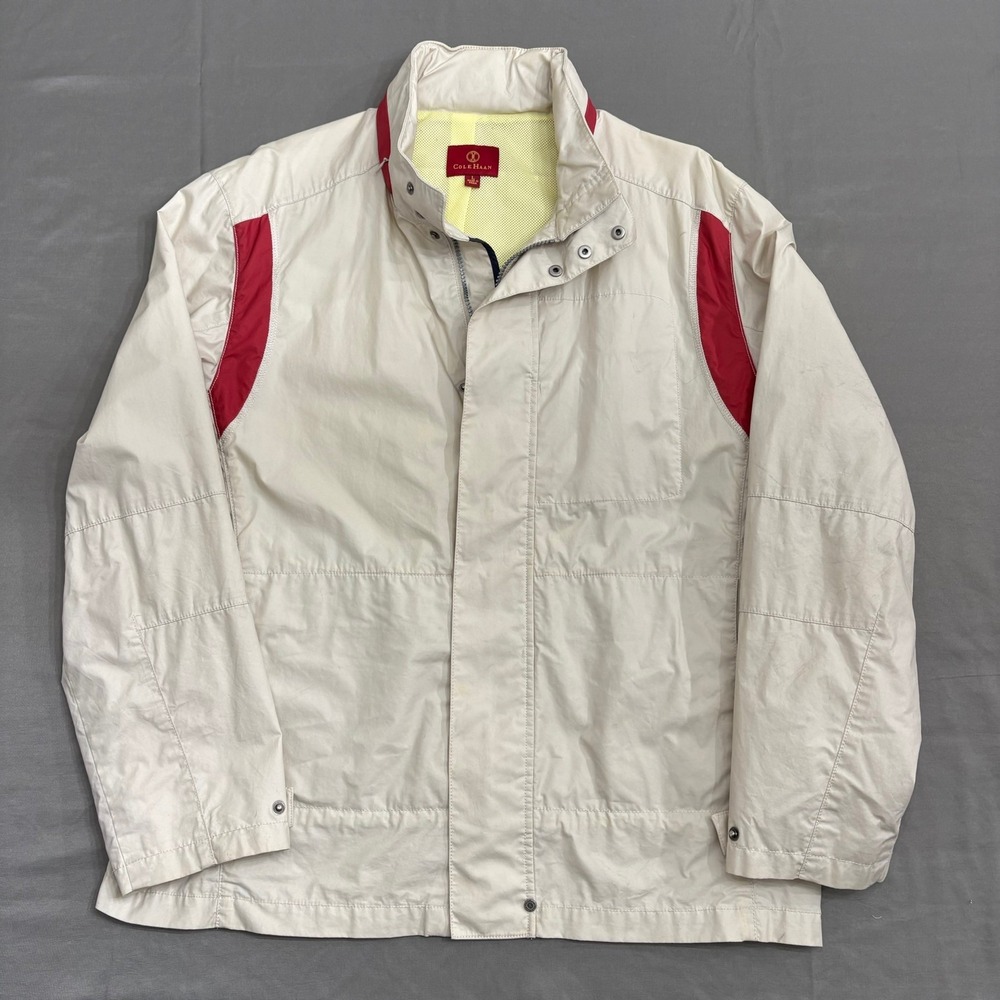Cole Haan Men's Beige and Red Jacket Size Large Windbreaker Yachtwear - Picture 3 of 16